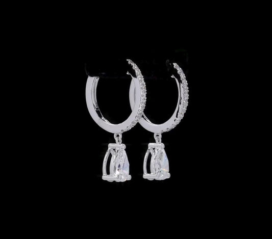 1.25 CT Pear Lab-Grown Diamond Drop Earrings – 14K White Gold