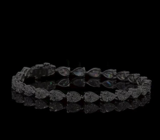 10.08 CTW East-West Pear Lab Diamond Tennis Bracelet – 14K White Gold
