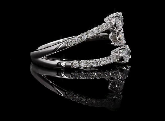 1.00 CTW Oval & Pear Lab Diamond Ring 14K White Gold