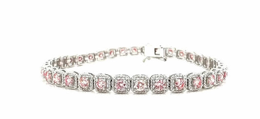 Intense Pink Lab Diamond Tennis Bracelet – 14K White Gold (2.97 CT)